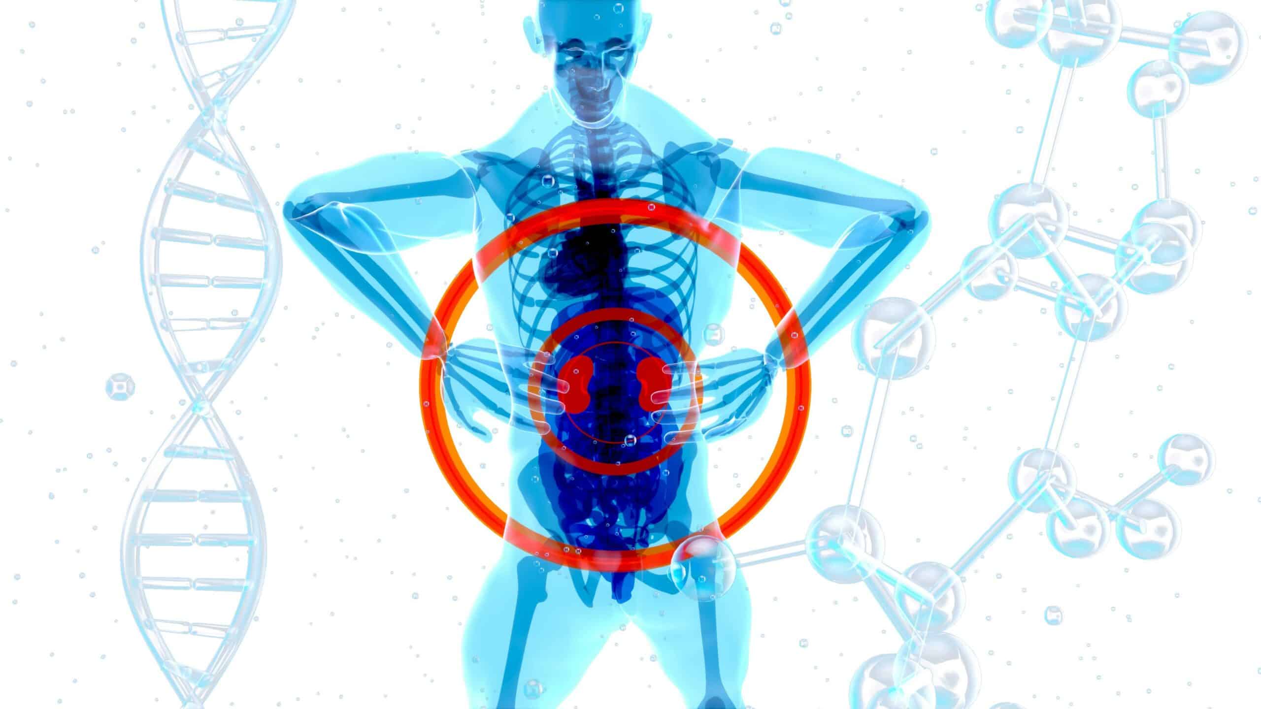 A man with a red circle around his body.