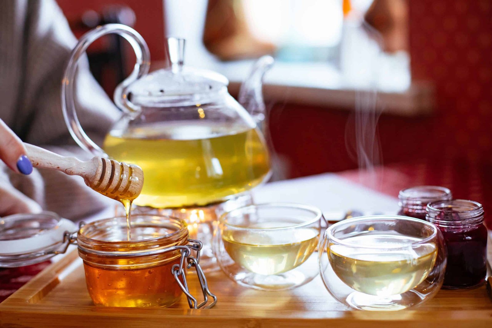 traditional tea in a teapot in a sunny day